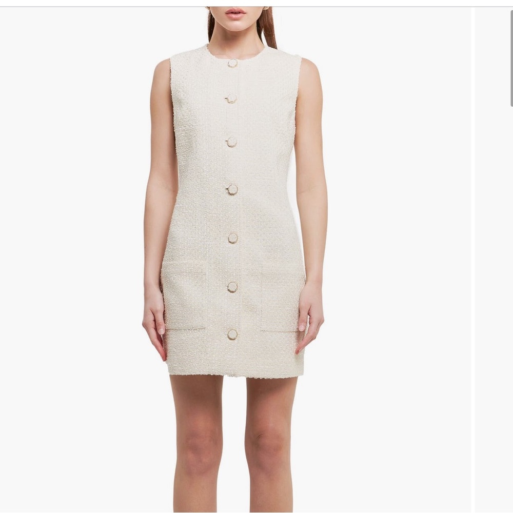 NWT ENDLESS ROSE TWEED MINI DRESS - IVORY WHITE - SIZE SMALL - NEVER WORN